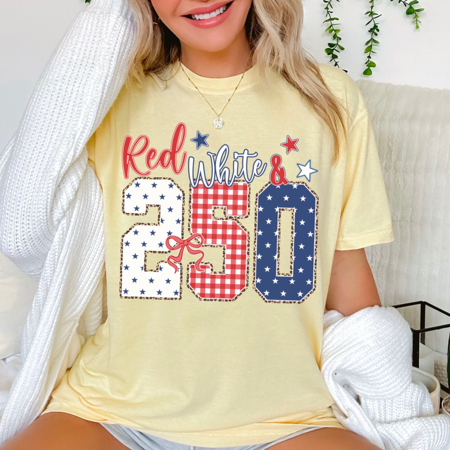 Red White & 250 Patriotic Comfort Color Graphic Tee