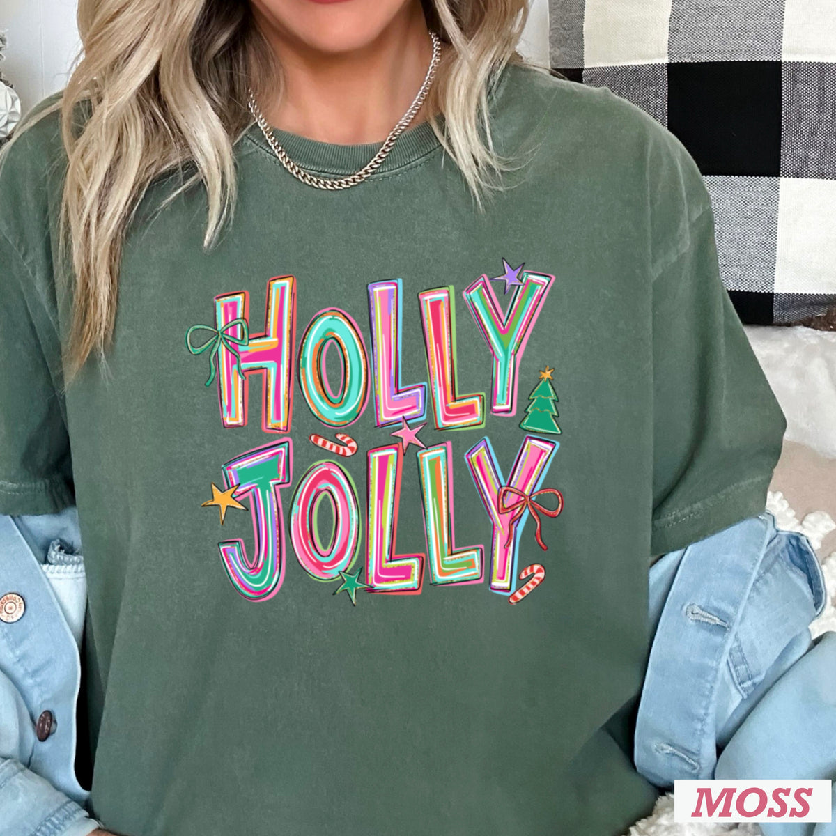 Holly Jolly Christmas Comfort Color Graphic Tee