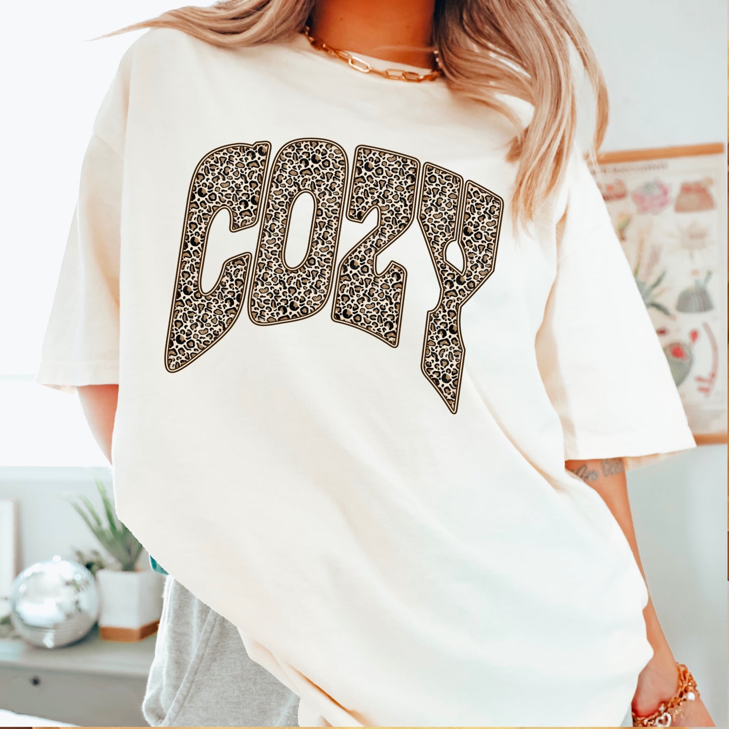 Leopard Cozy Fall Comfort Color Graphic Tee