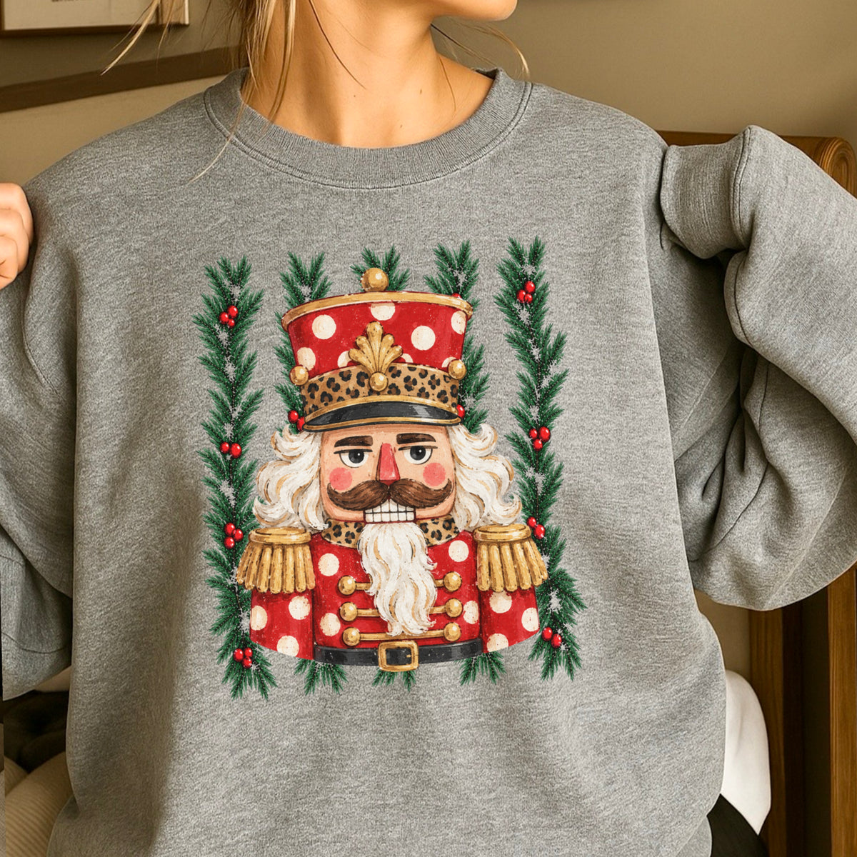 Preppy Nutcracker Christmas Crewneck Sweatshirt