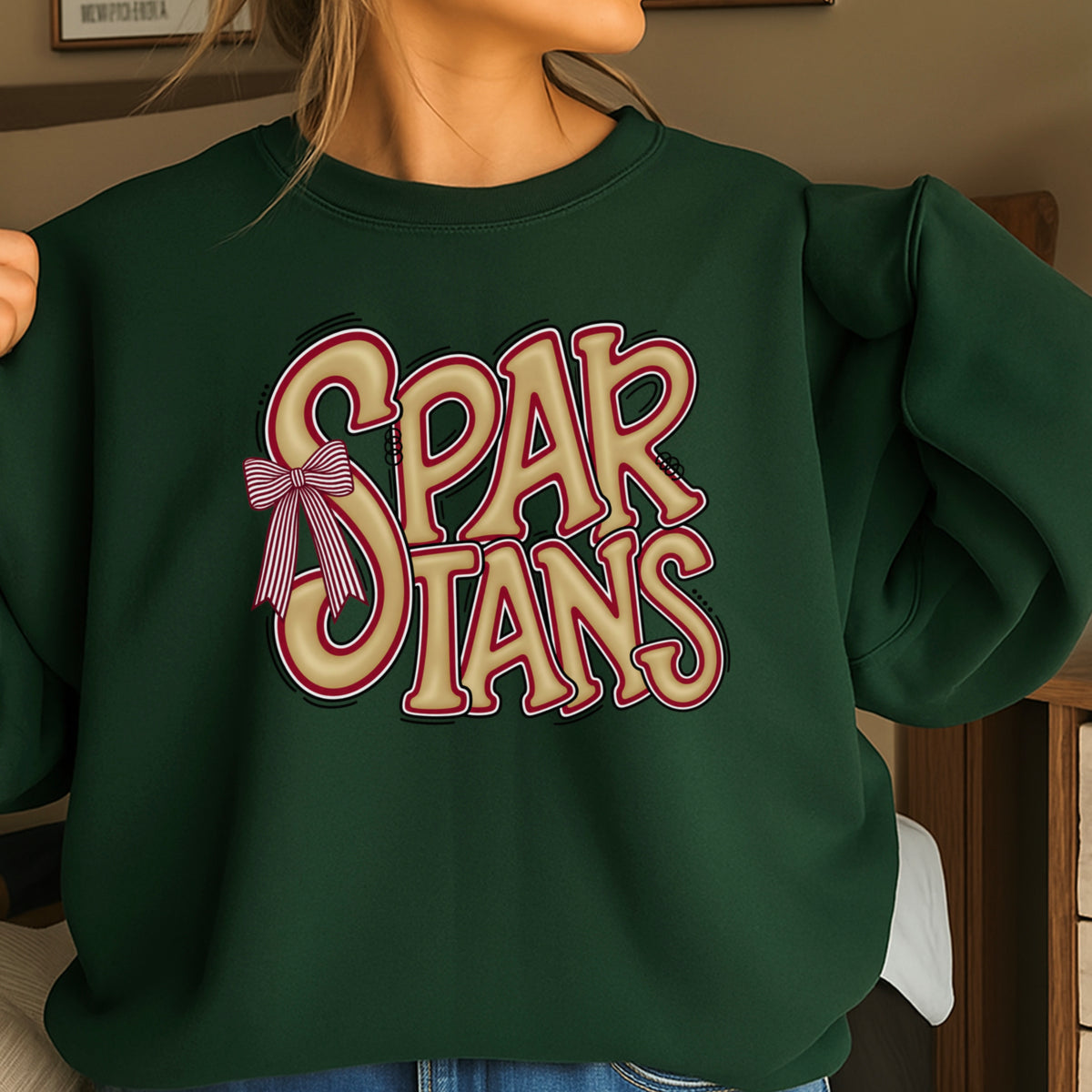 Spartans Coquette Bow Crewneck Sweatshirt