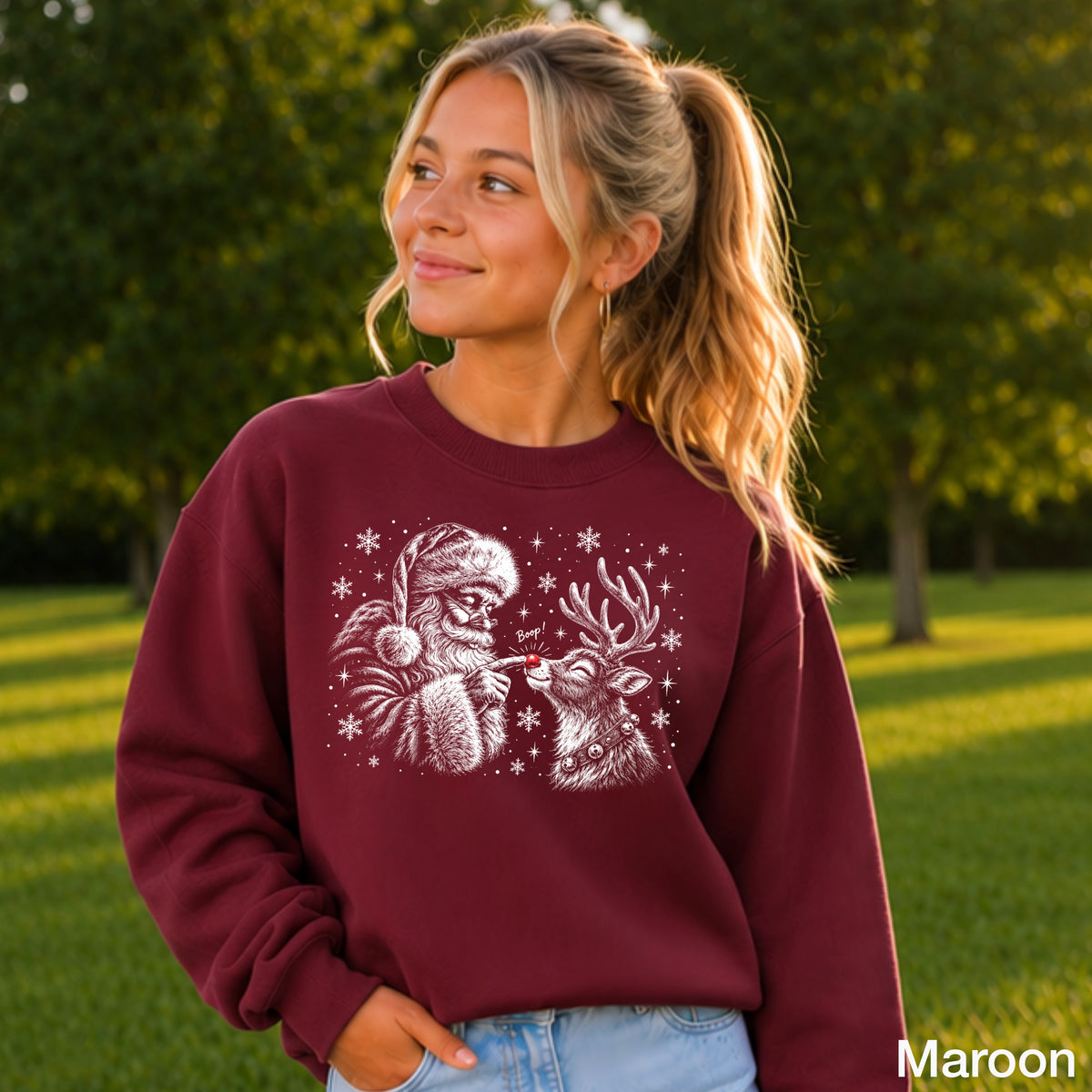 Santa Boop Christmas Youth Crewneck Sweatshirt
