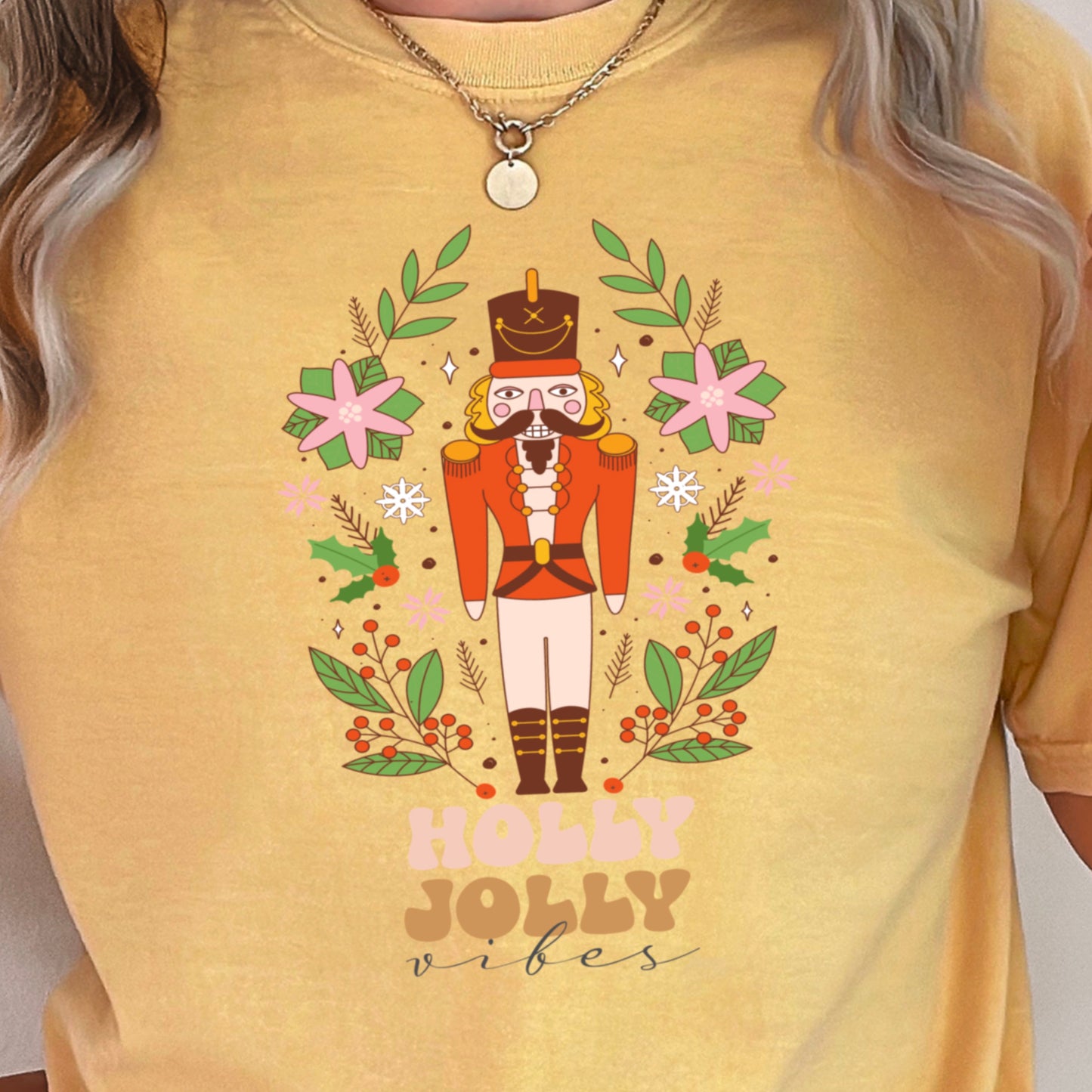 Holly Jolly Vibes Nutcracker Comfort Color Graphic Tee