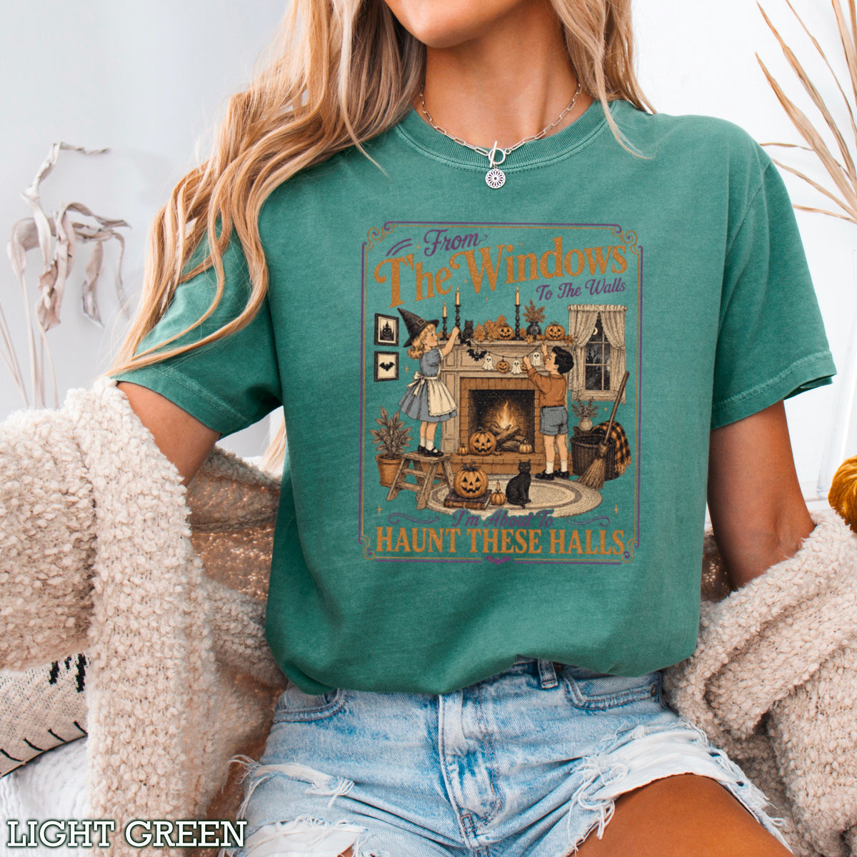 From The Windows To The Walls Halloween Comfort Color Graphic Tee