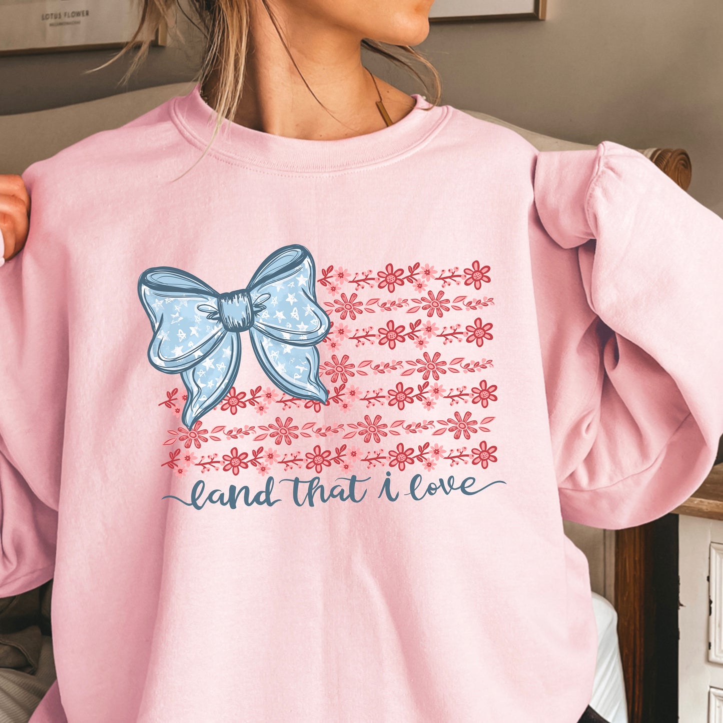 Land Of The Free Patriotic Crewneck Sweatshirt