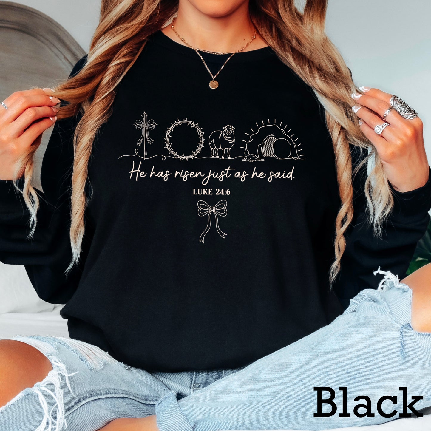 He Is Risen Easter Crewneck Sweatshirt