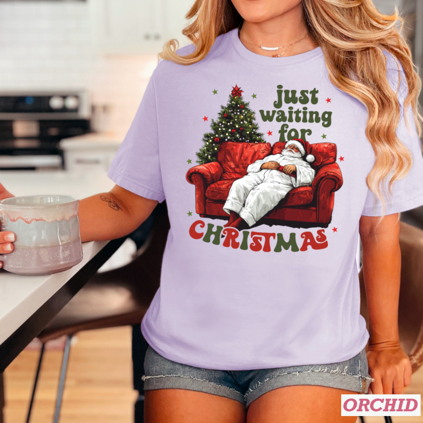 Just Waiting For Christmas Comfort Color Graphic Tee