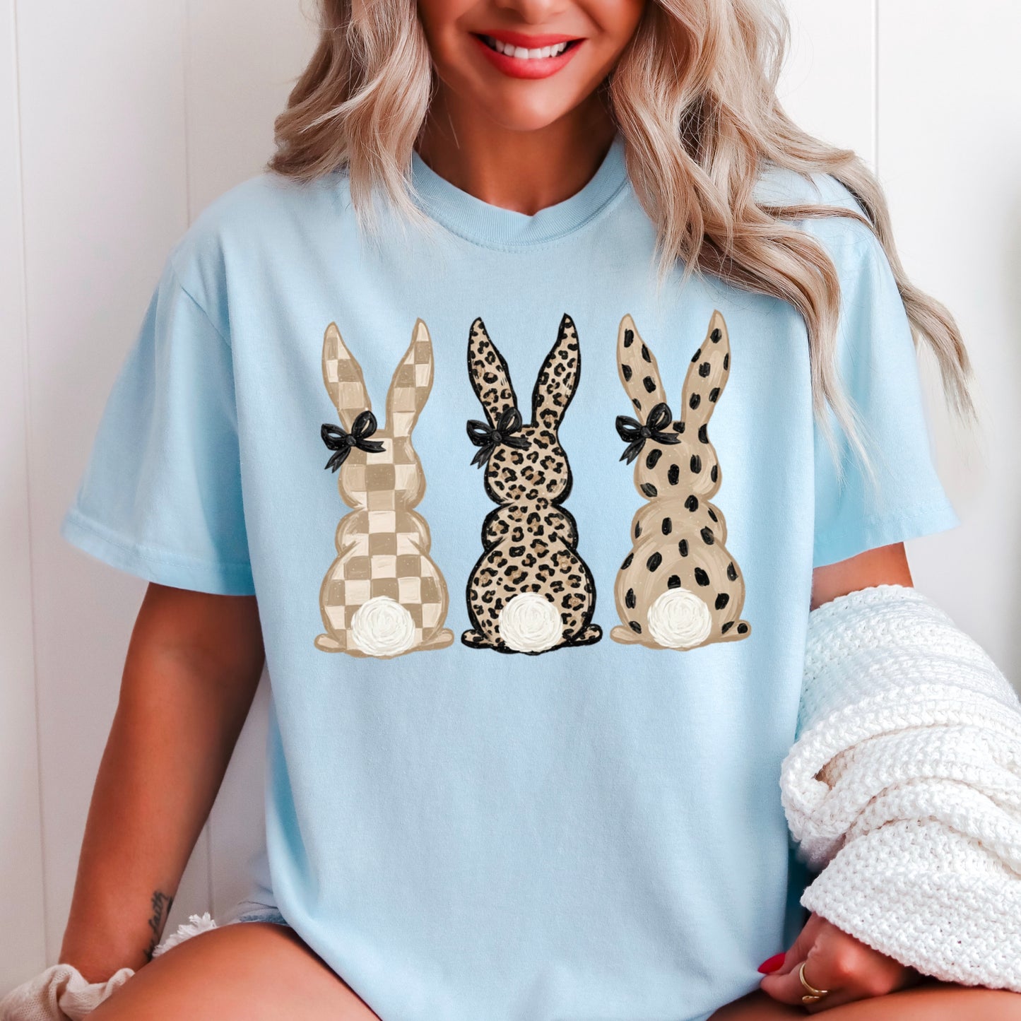 Easter Rabbit Trio Easter Comfort Color Graphic Tee