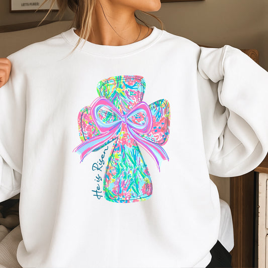 He Is Risen Cross Easter Crewneck Sweatshirt