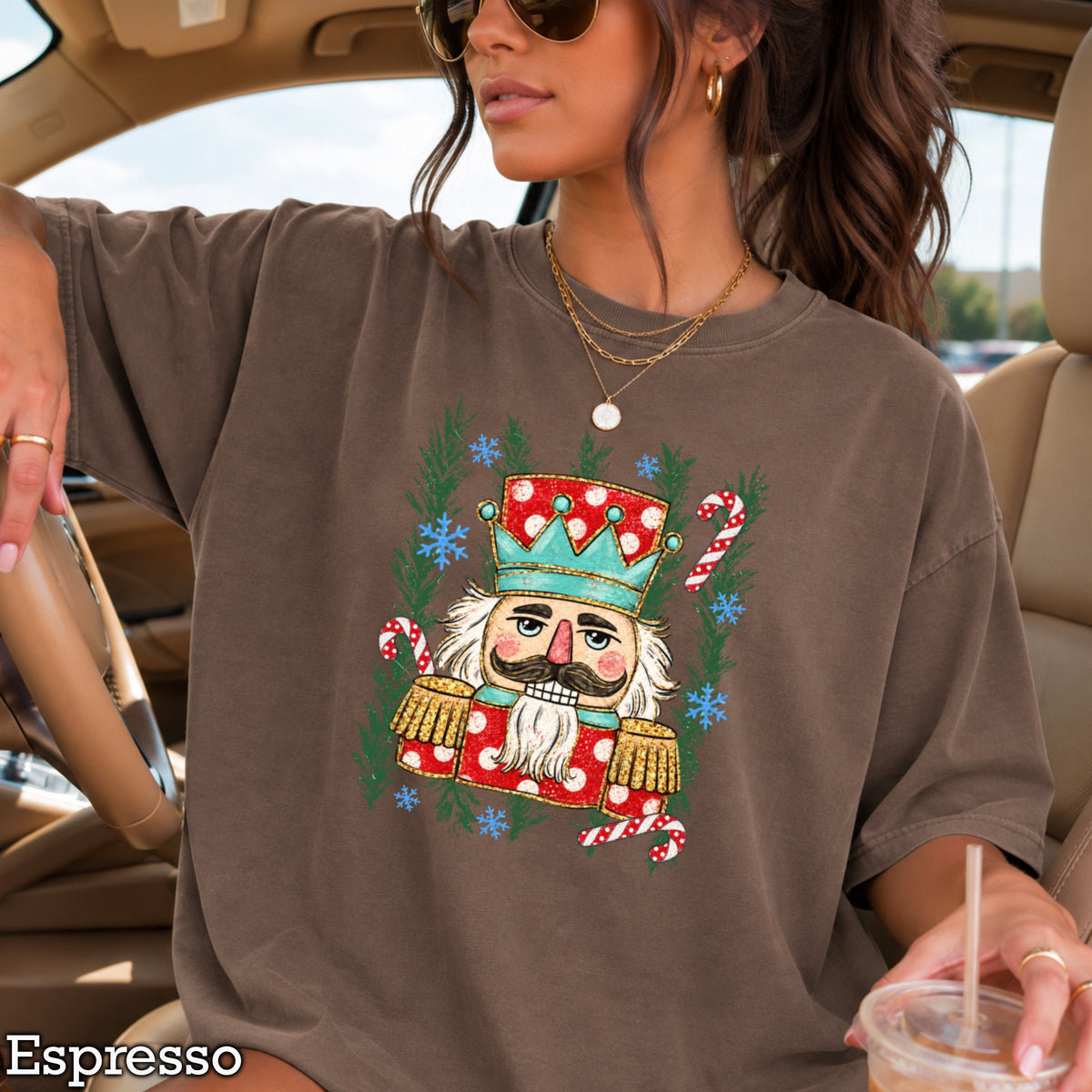 Preppy Nutcracker Christmas Comfort Color Graphic Tee