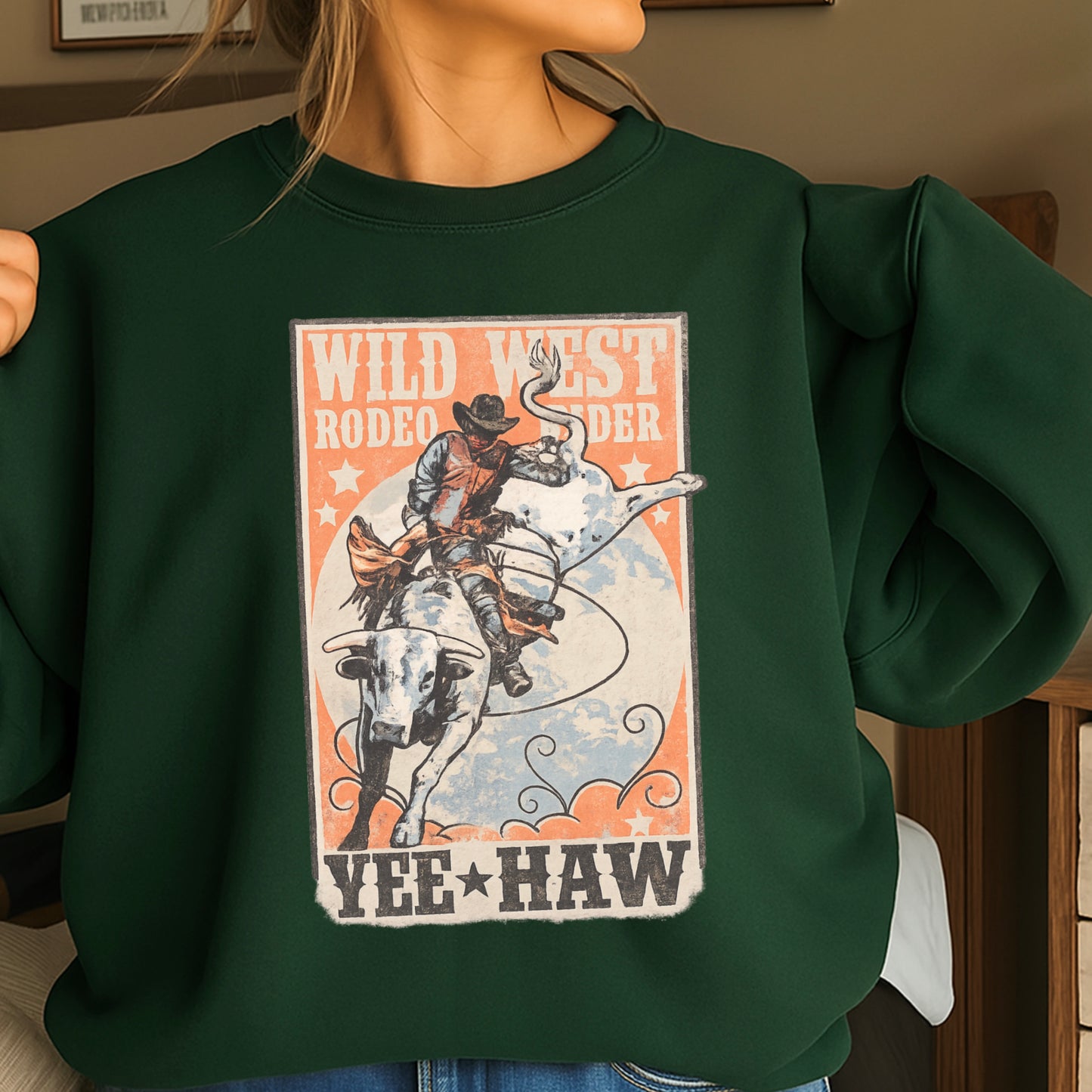 Wild West Rodeo Star Crewneck Sweatshirt