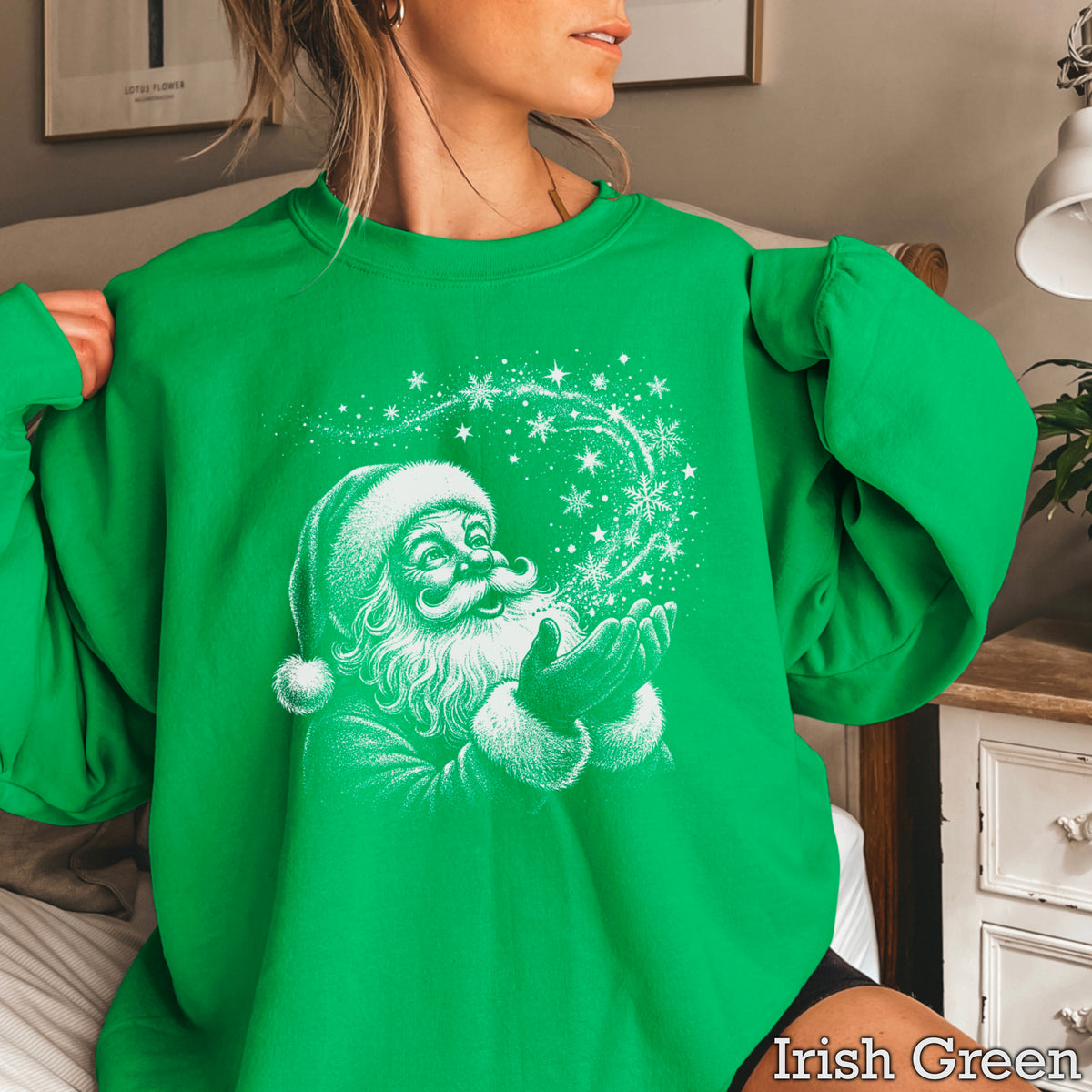 Santa Snowflakes Christmas Crewneck Sweatshirt