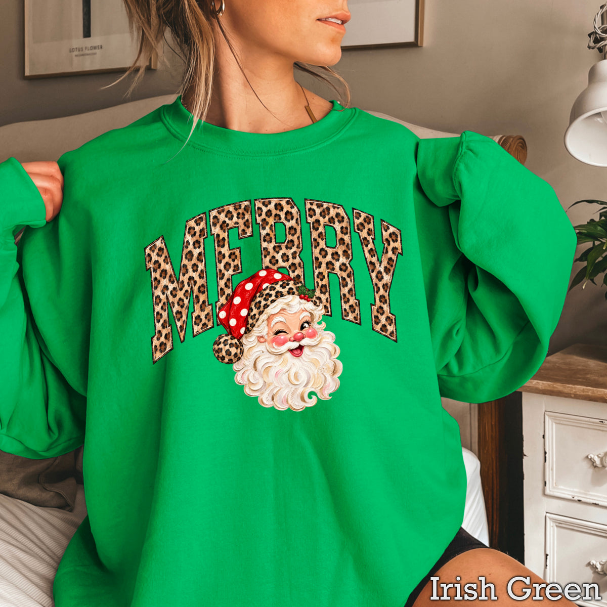 Leopard Merry Christmas Crewneck Sweatshirt