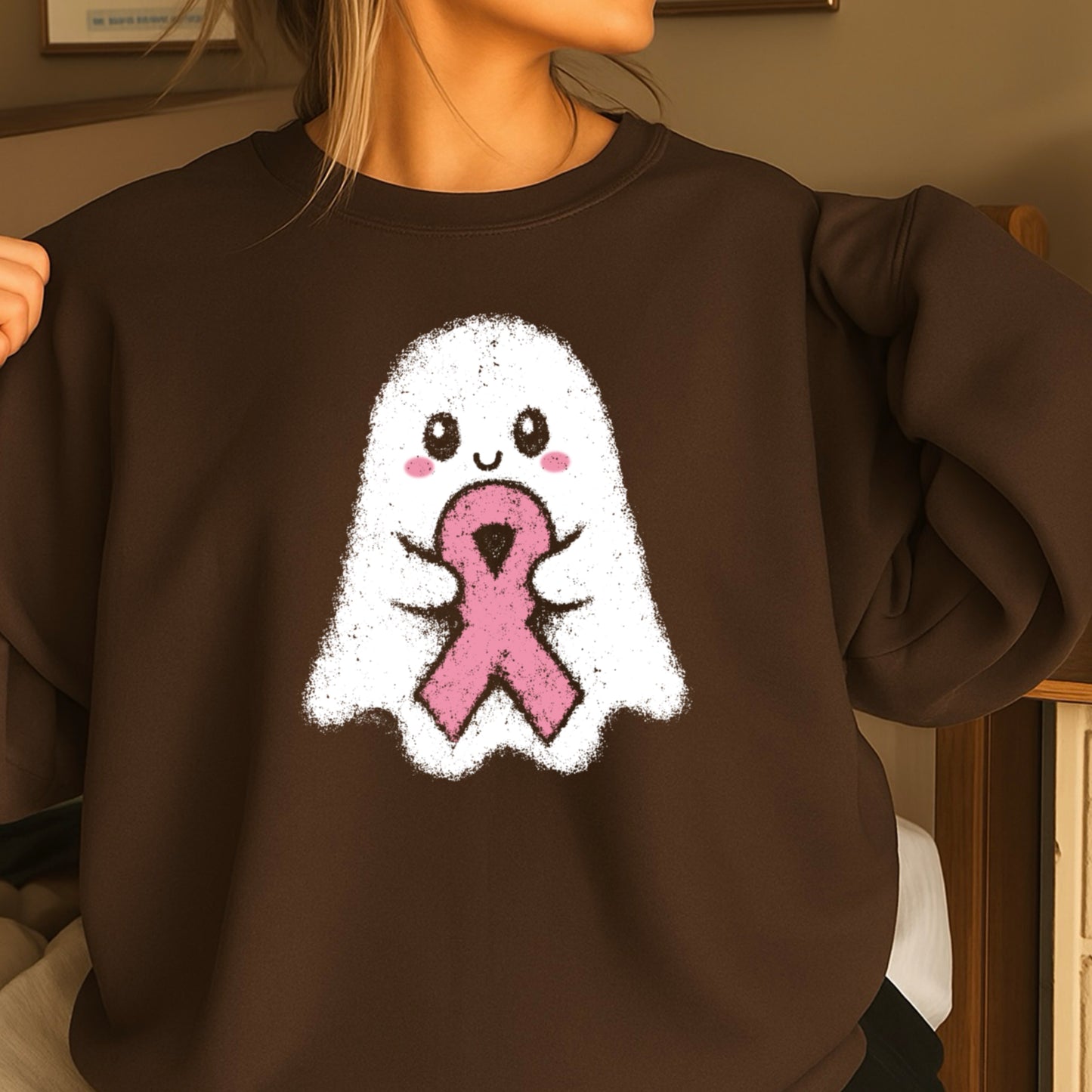 Breast Cancer Ghost Crewneck Sweatshirt