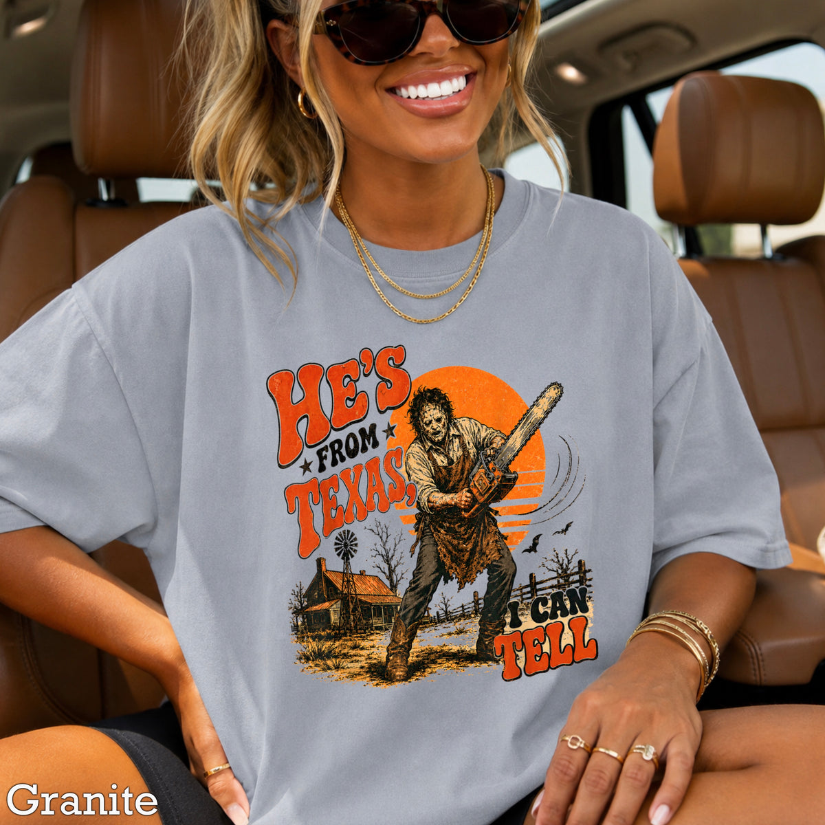 He’s From Texas Halloween Comfort Color Graphic Tee