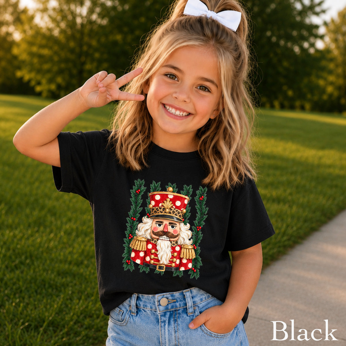 Preppy Nutcracker Christmas Youth Comfort Color T-Shirt