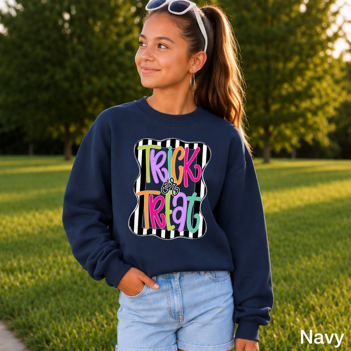 Trick Or Treat Halloween Youth Crewneck Sweatshirt