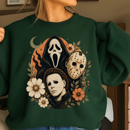 Floral Halloween Characters Crewneck Sweatshirt
