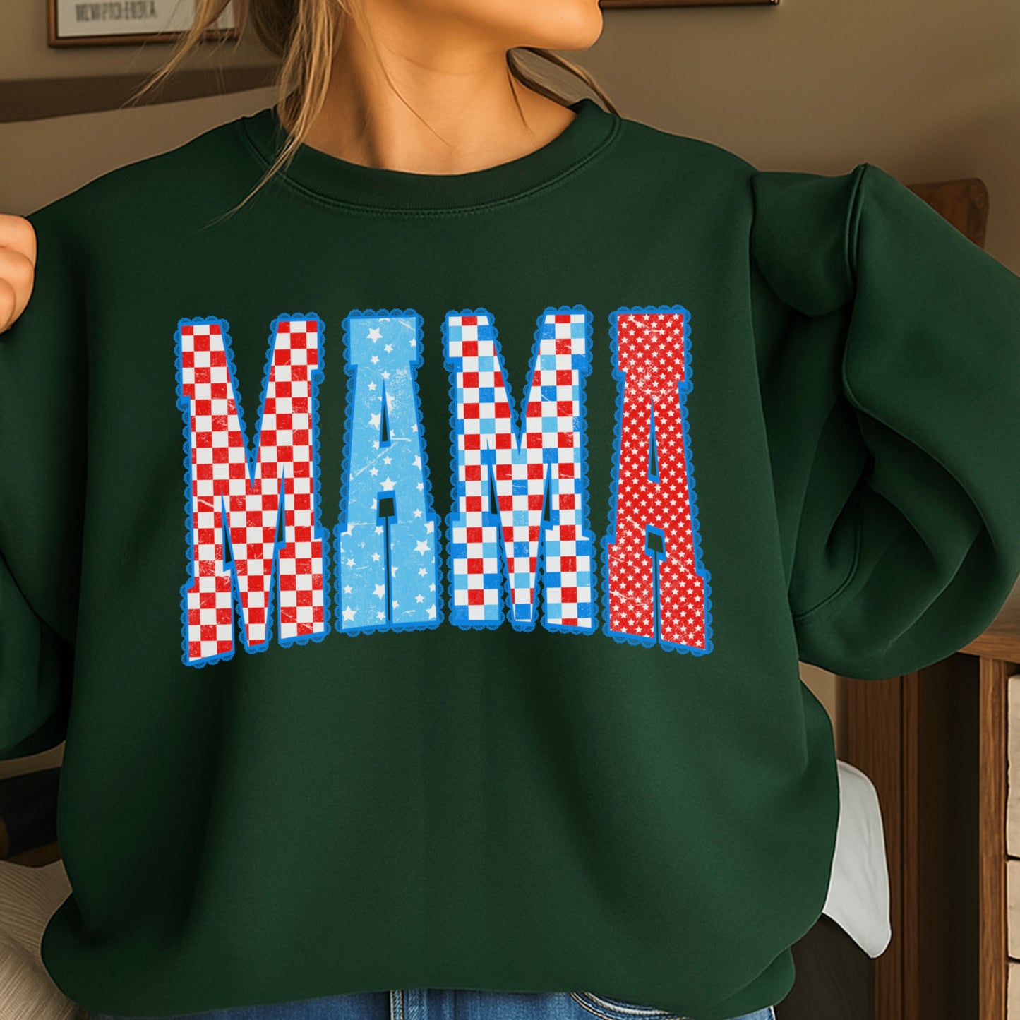 Mama Patriotic Crewneck Sweatshirt