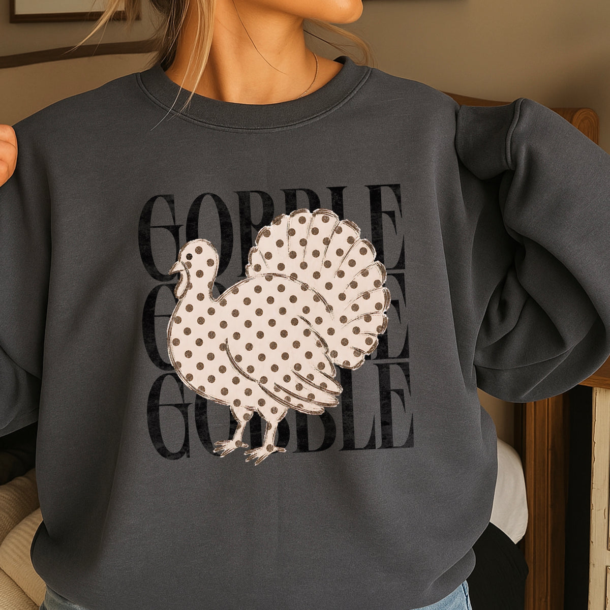 Gobble Thanksgiving Crewneck Sweatshirt