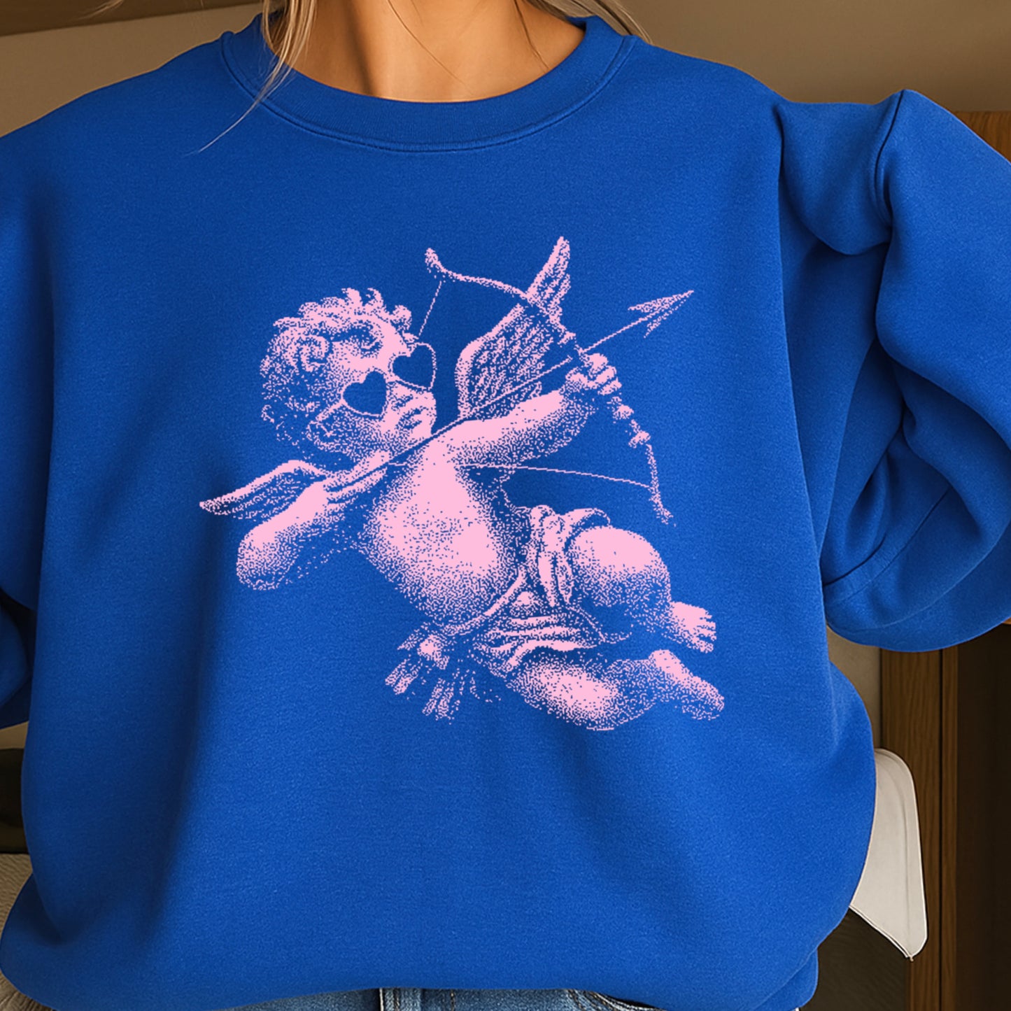 Halftone Cupid Valentine’s Day Crewneck Sweatshirt