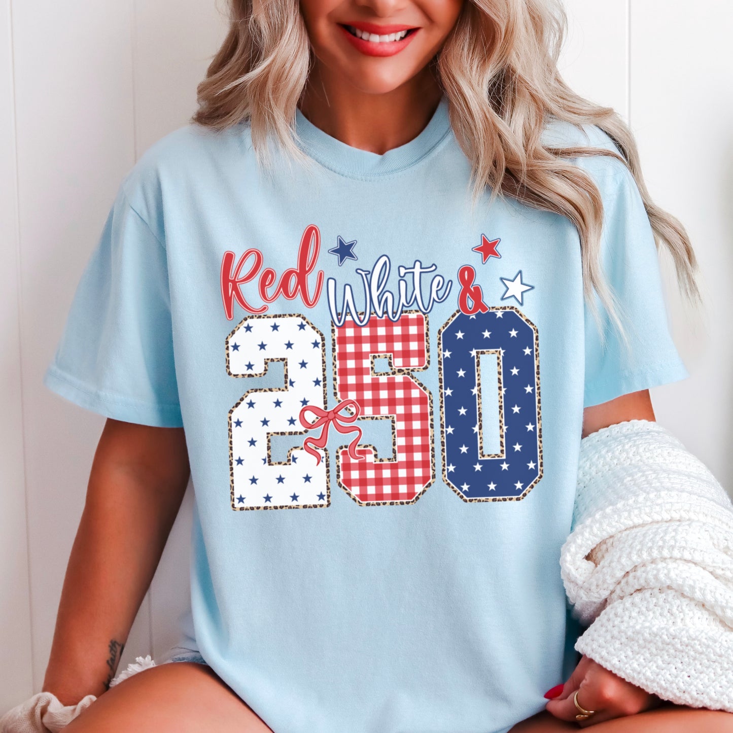 Red White & 250 Patriotic Comfort Color Graphic Tee