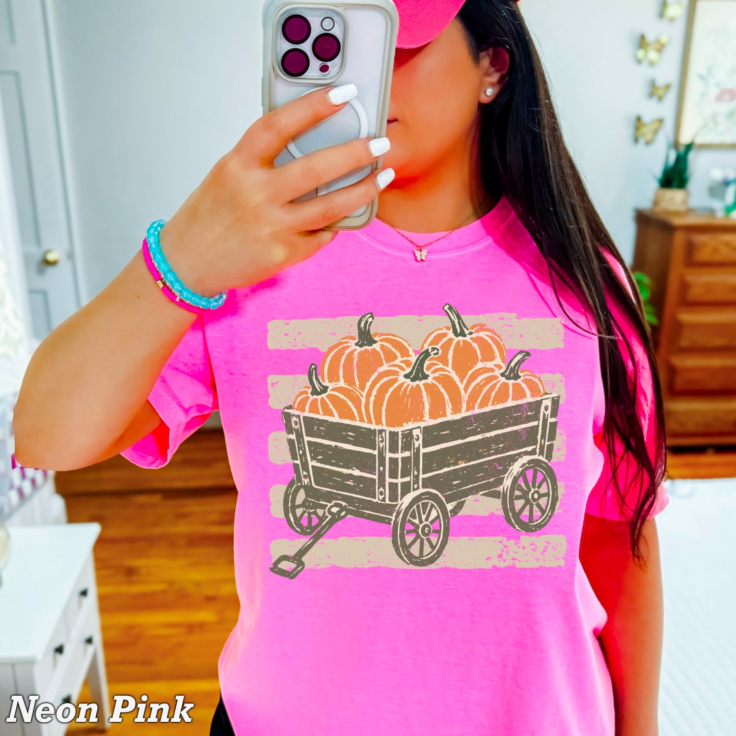 Pumpkin Wagon Fall Comfort Color Graphic Tee