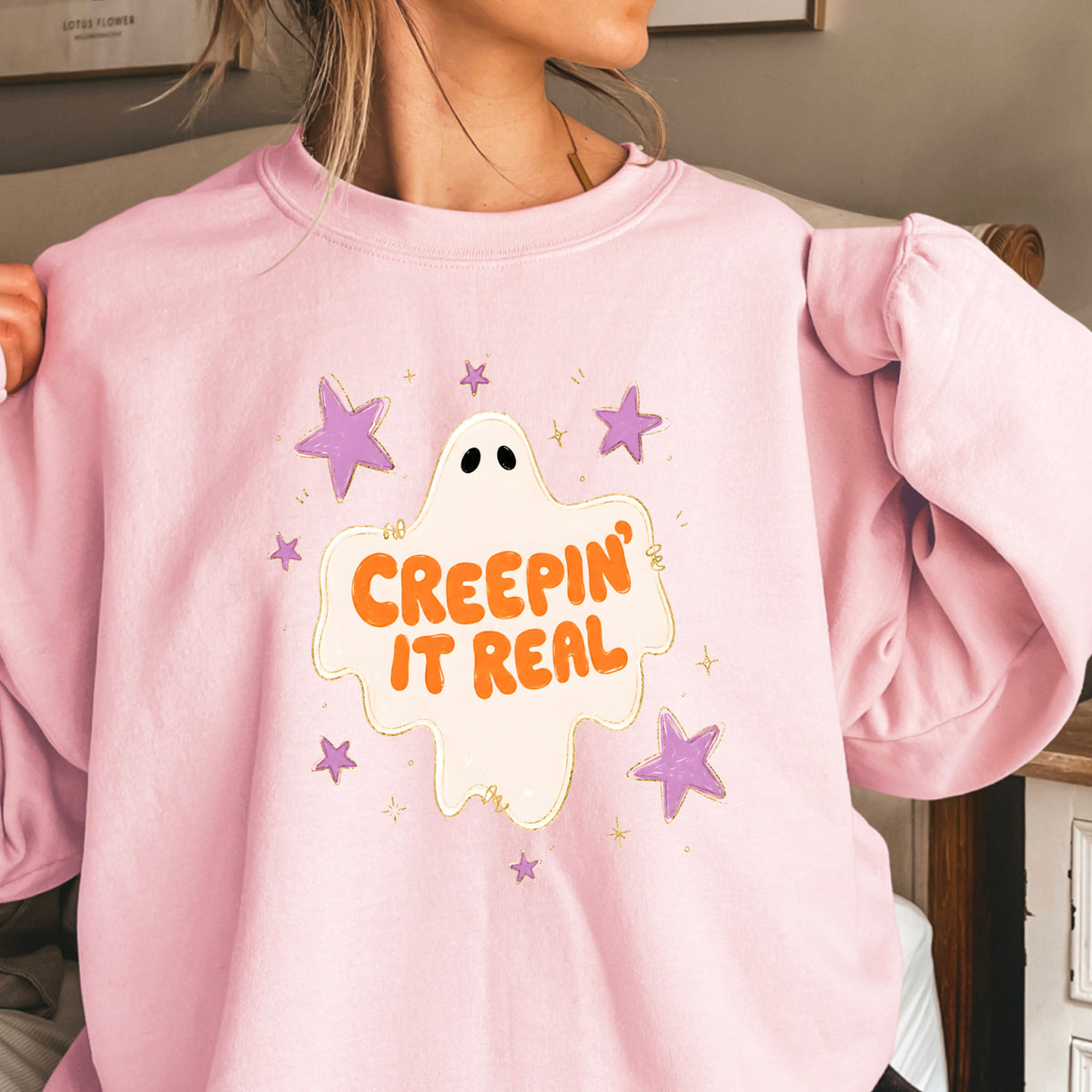 Creepin It Real Halloween Crewneck Sweatshirt