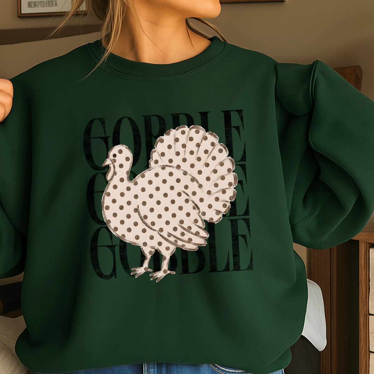 Gobble Thanksgiving Crewneck Sweatshirt
