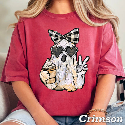 Preppy Ghost Halloween Comfort Color Graphic Tee