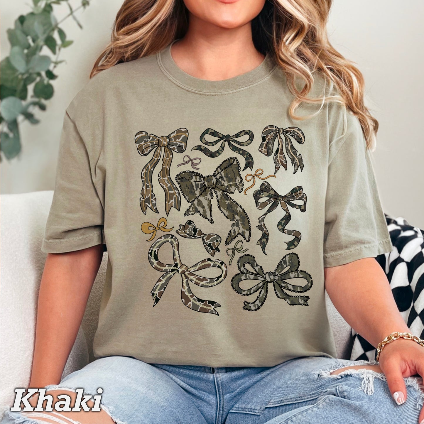 Camo Bows Comfort Color Graphic Tee