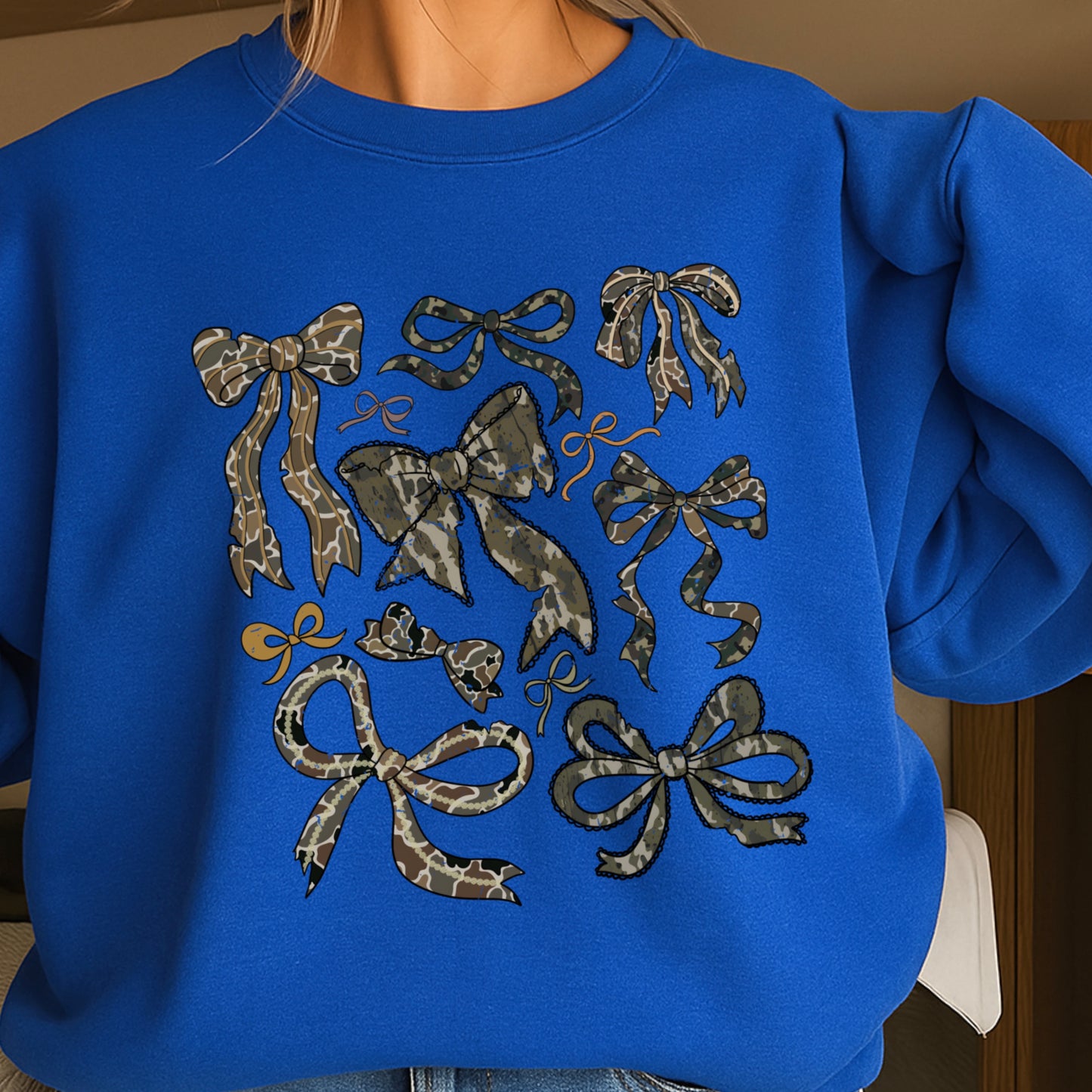 Camo Bows Crewneck Sweatshirt