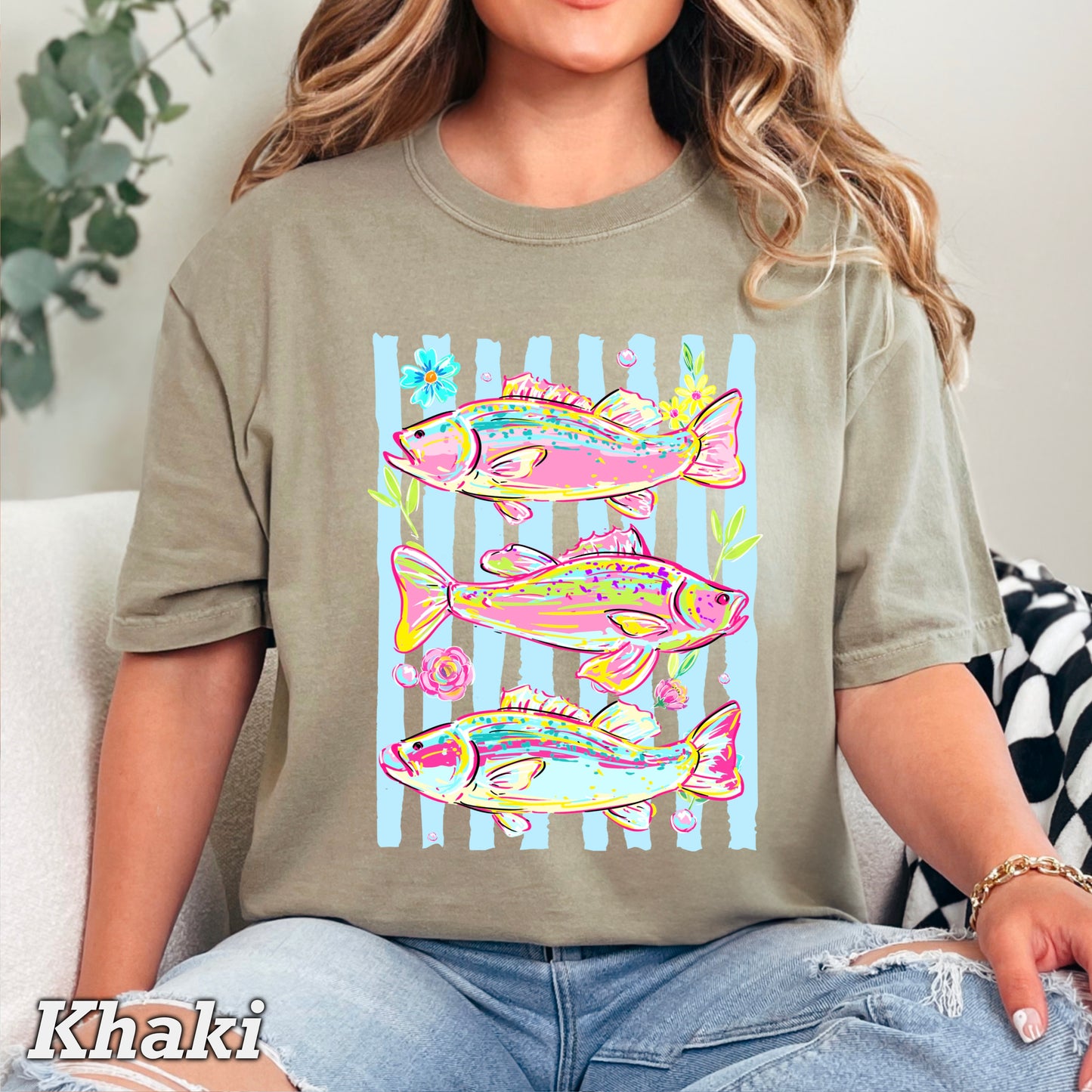 Fish Trio Comfort Color Graphic Tee