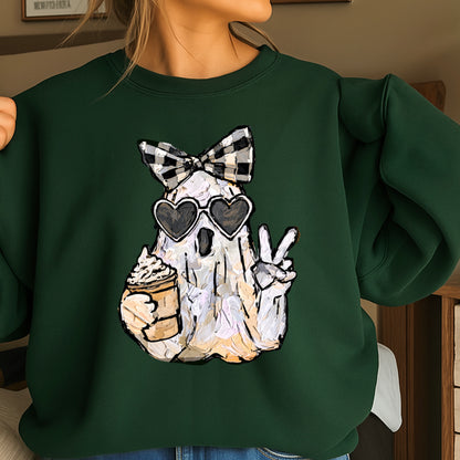 Preppy Ghost Halloween Crewneck Sweatshirt