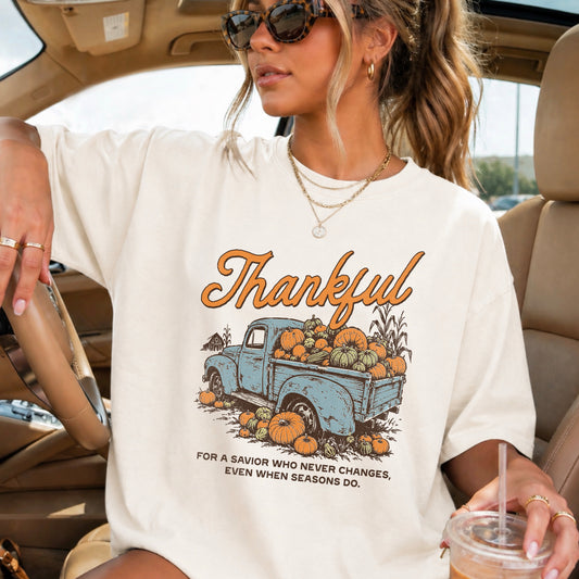 Thankful For A Savior Comfort Color Graphic Tee