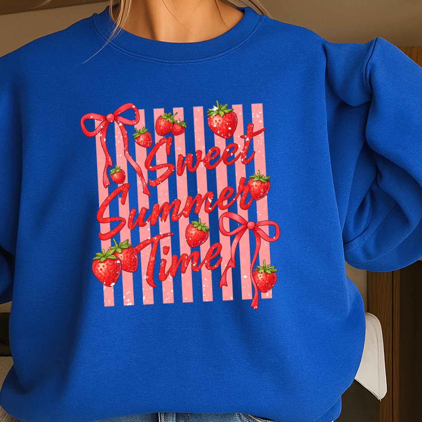 Sweet Summertime Strawberries Crewneck Sweatshirt