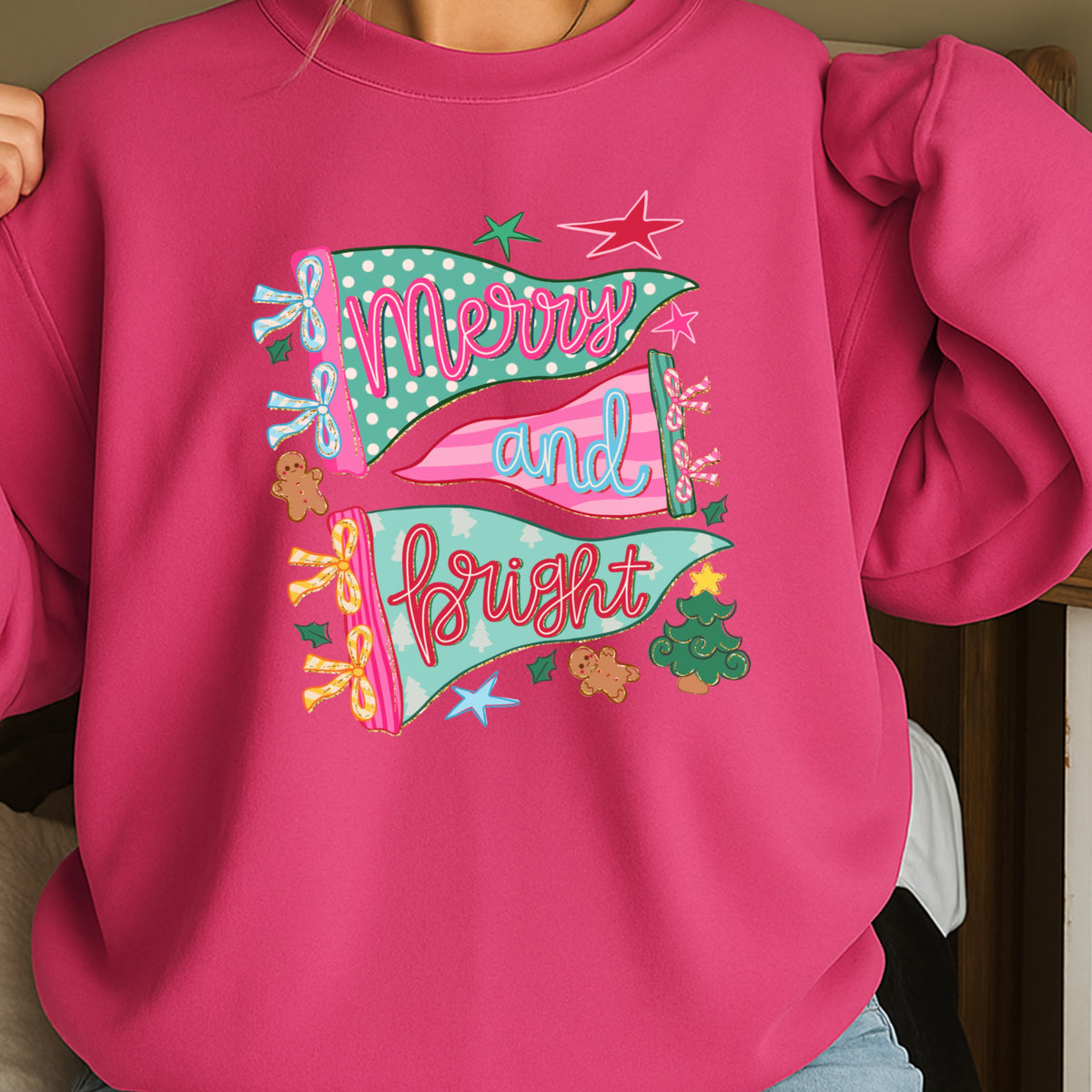 Merry And Bright Christmas Crewneck Sweatshirt