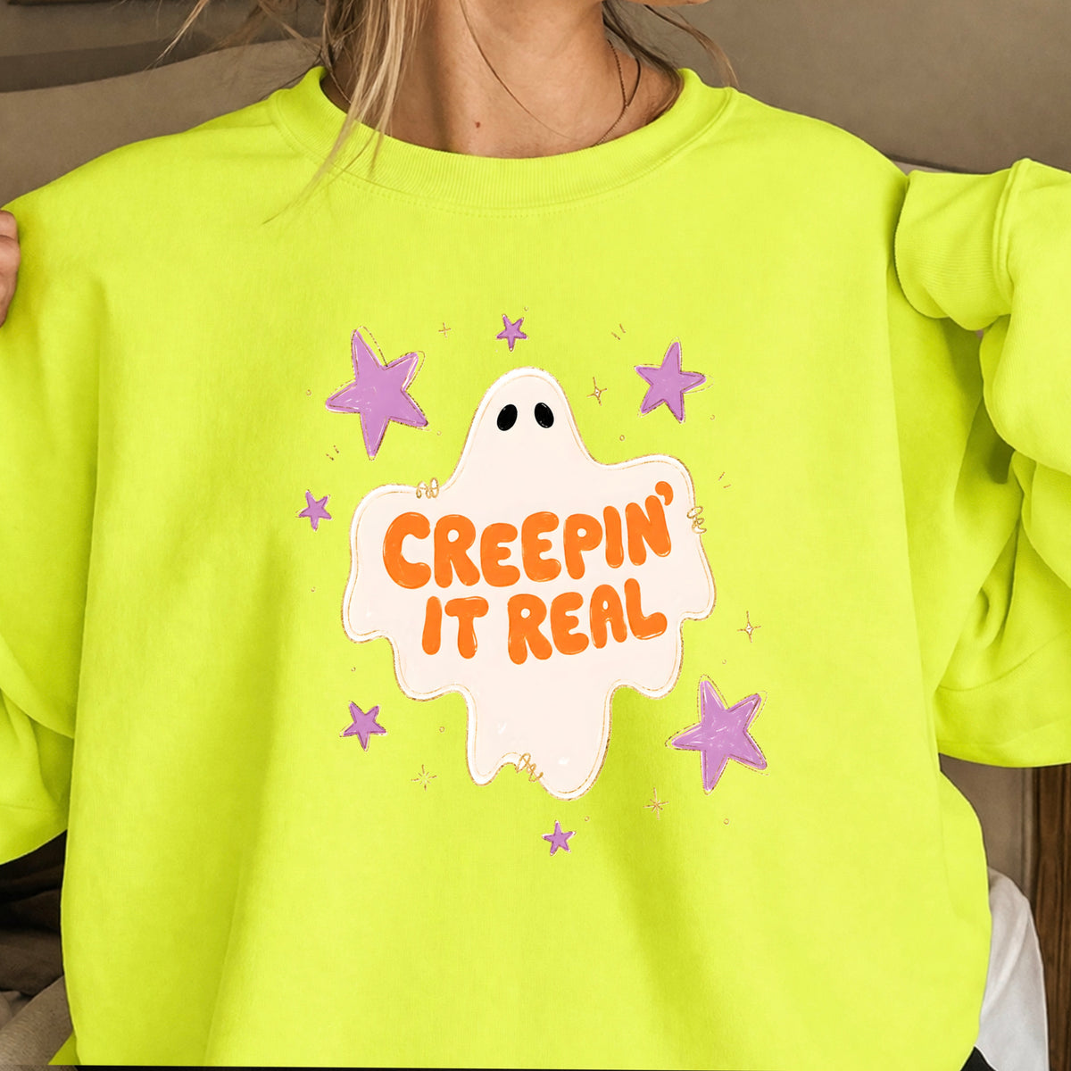 Creepin It Real Halloween Crewneck Sweatshirt