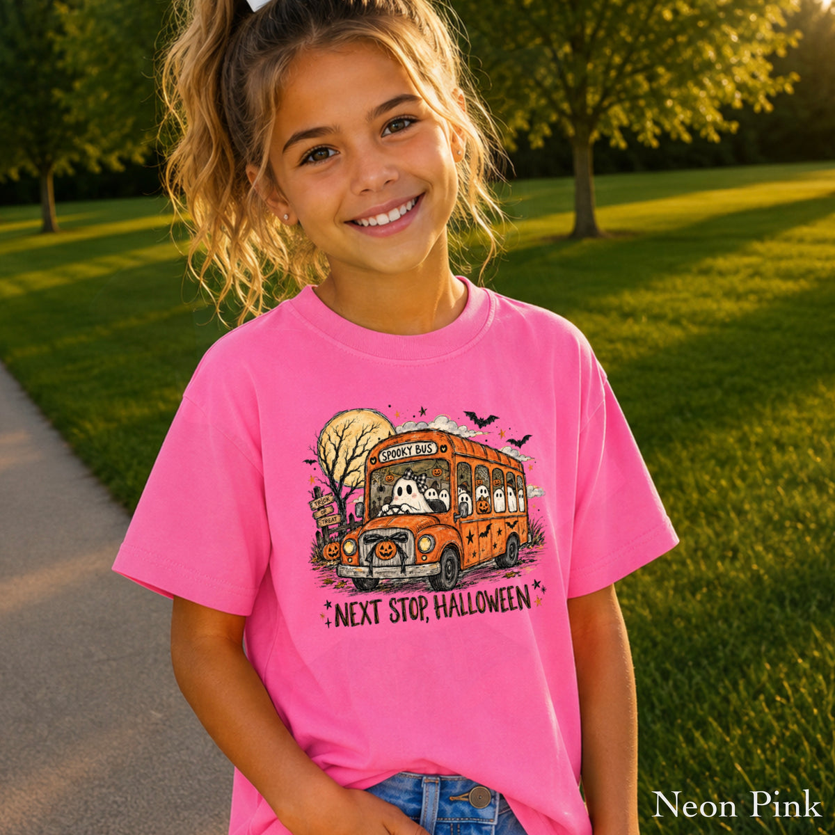 Next Stop Halloween Youth Comfort Color T-Shirt