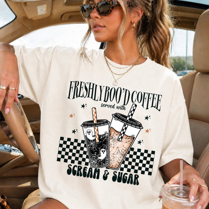 Freshly Boo’d Coffee Halloween Comfort Color Graphic Tee