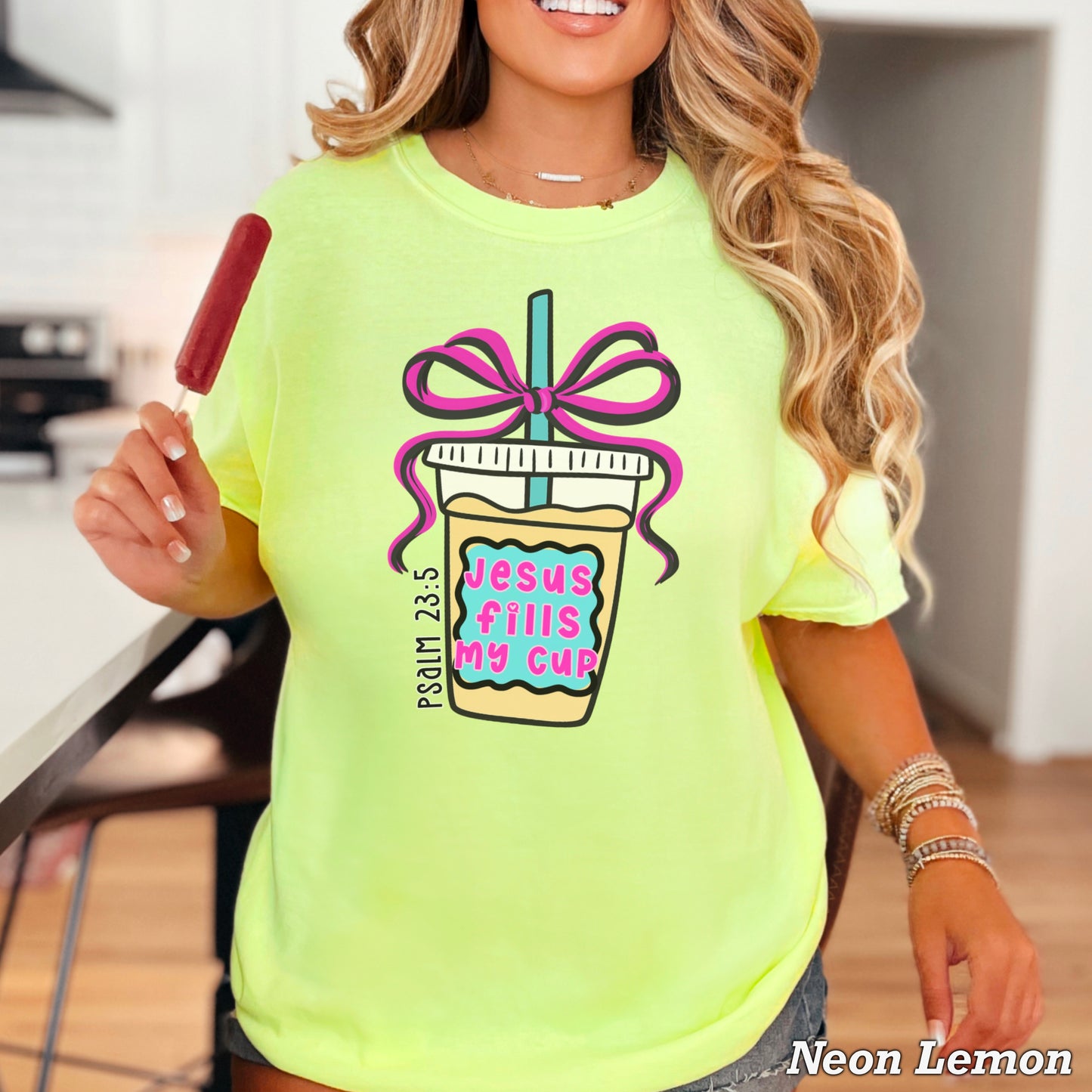 Jesus Fills Up My Cup Christian Comfort Color Graphic Tee