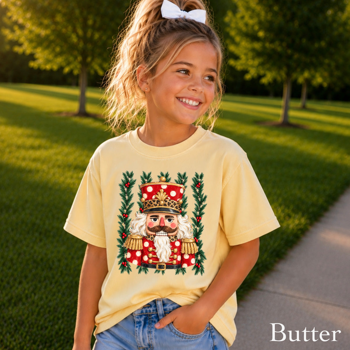 Preppy Nutcracker Christmas Youth Comfort Color T-Shirt