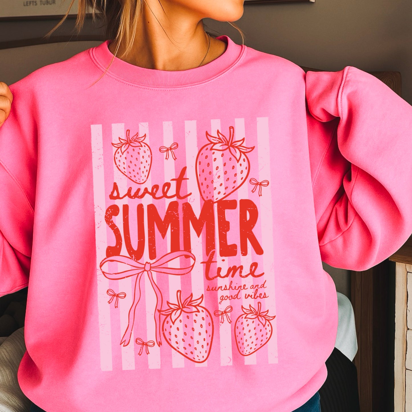 Sweet Summertime Strawberry Crewneck Sweatshirt