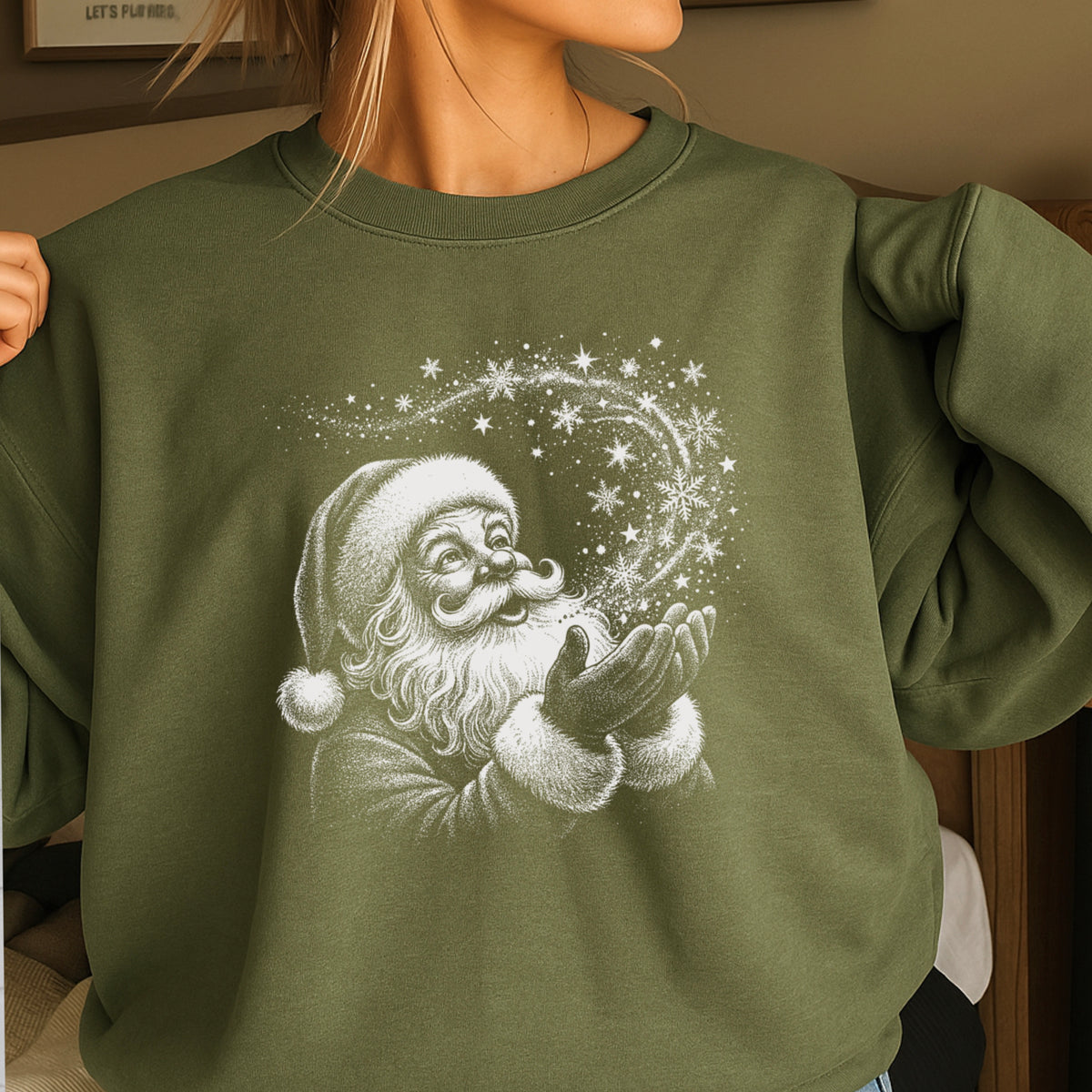 Santa Snowflakes Christmas Crewneck Sweatshirt