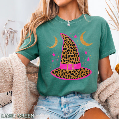 Leopard Witches Hat Halloween Comfort Color Graphic Tee
