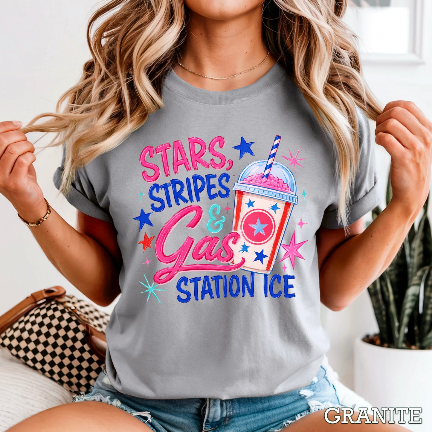 Stars Stripes & Gas Station Ice Comfort Color Graphic Tee