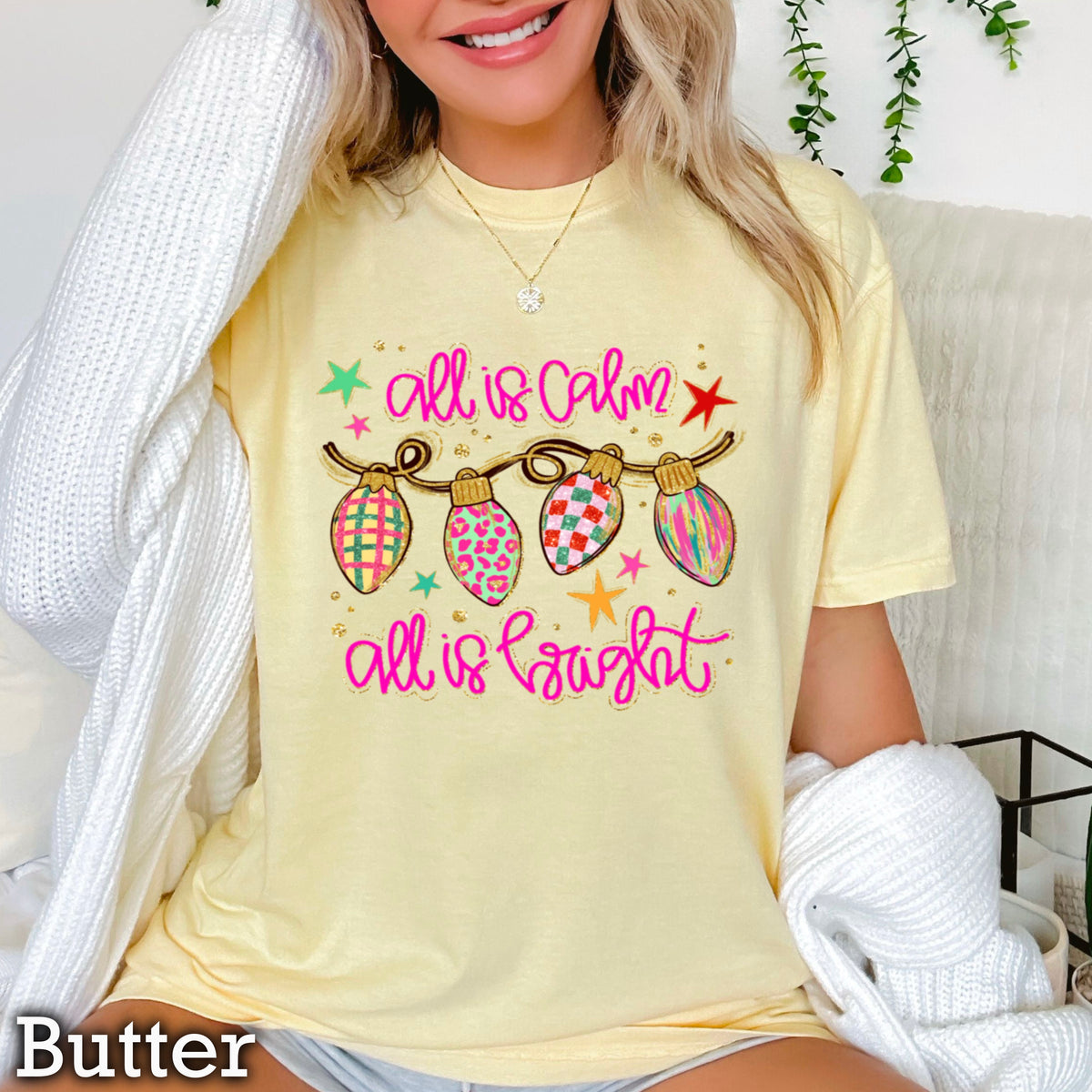 All Is Calm Christmas Comfort Color Graphic Tee