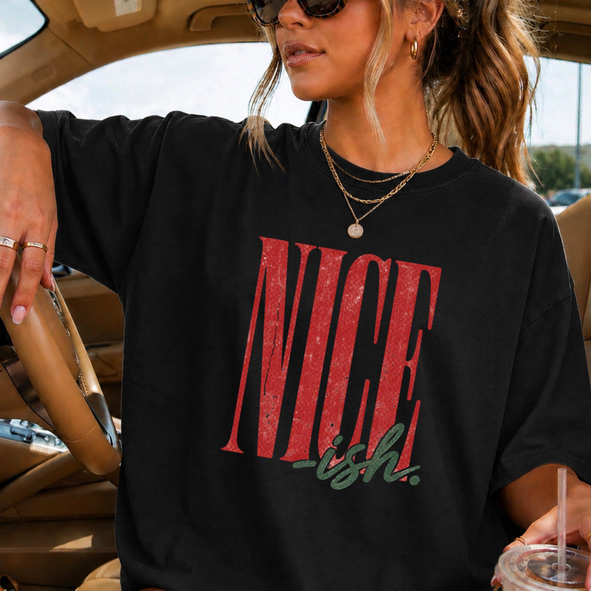 Nice -ish Christmas Comfort Color Graphic Tee