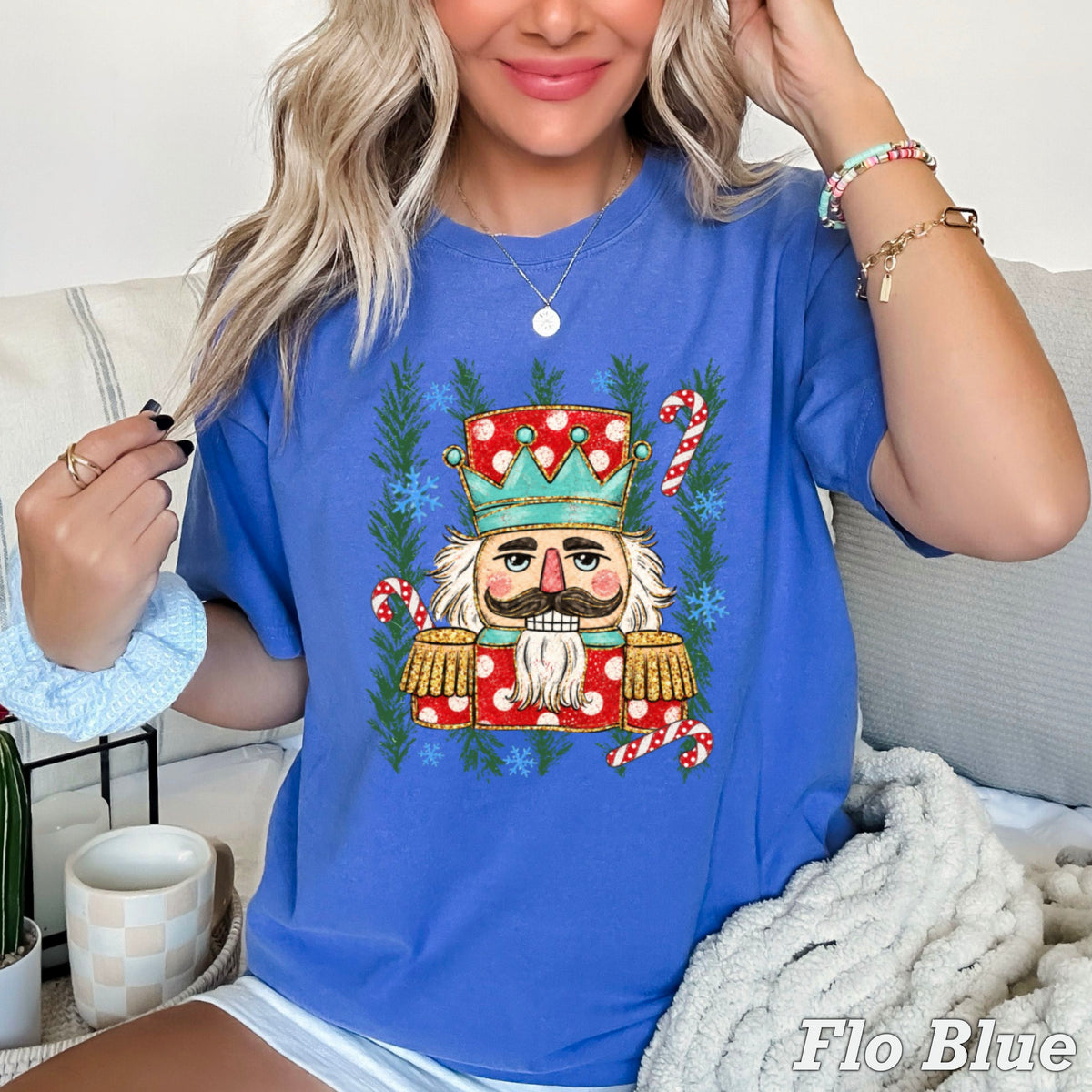 Preppy Nutcracker Christmas Comfort Color Graphic Tee