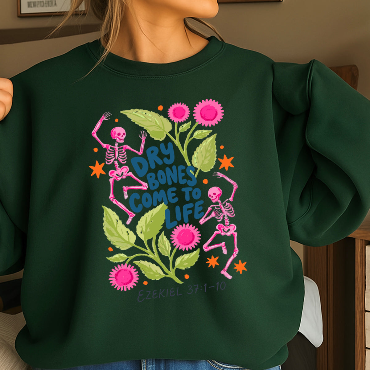 Dry Bones Come To Life Navy Lettering Christian Sweatshirt